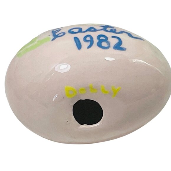 Easter Egg  Yellow Chick & Floral Design Handcrafted By Dolly Vintage Ceramic - Picture 7 of 9